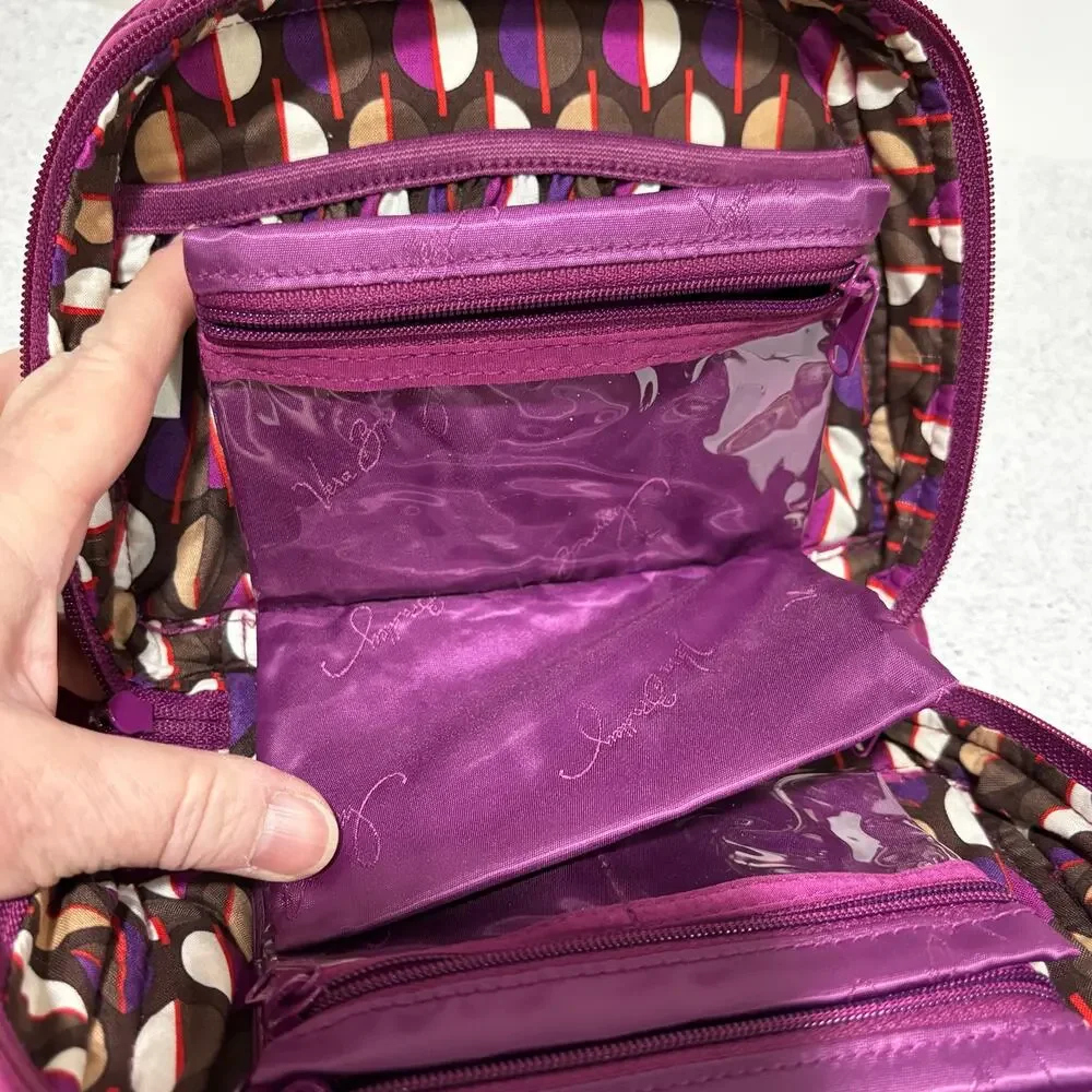 Vera Bradley purple berry quilted cotton jewelry case zipper pouch top handles